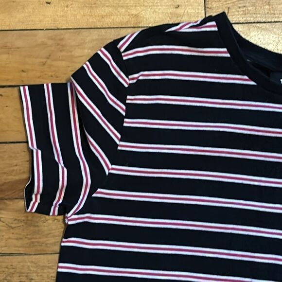 H&M Women’s Dark navy pink and white striped scoop neck tshirt size s - Picture 3 of 7